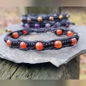 Earth Art Hand Crafted Artisan Black and Orange Bracelet
